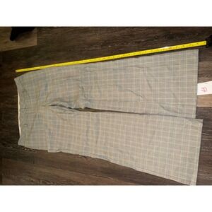 Express Design Studio Editor Pants Blue Grey Glen Plaid Wide Leg Trouser 10R